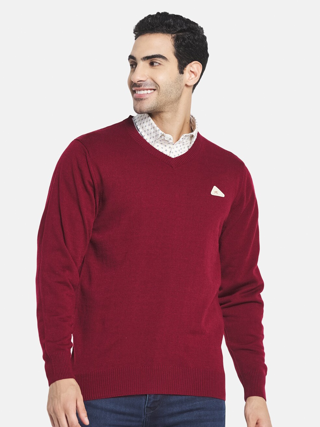 

Monte Carlo Men Maroon Solid Long Sleeves Pullover Sweater