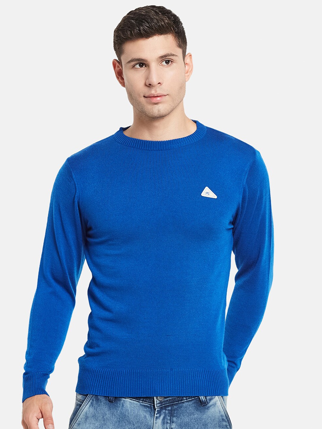 

Monte Carlo Men Blue Solid Long Sleeves Pullover Sweater