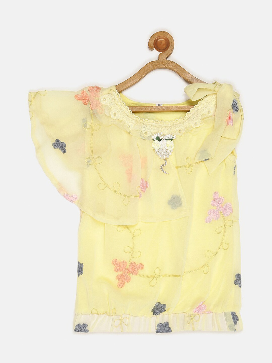 

V2 Value & Variety Yellow Floral Print Georgette Top