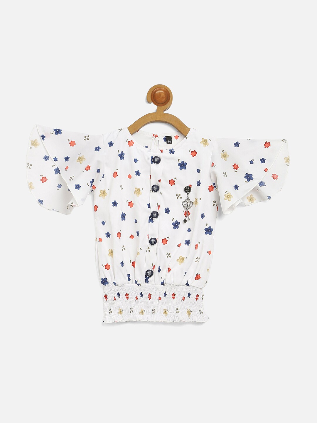 

V2 Value & Variety White Print Crepe Blouson Top