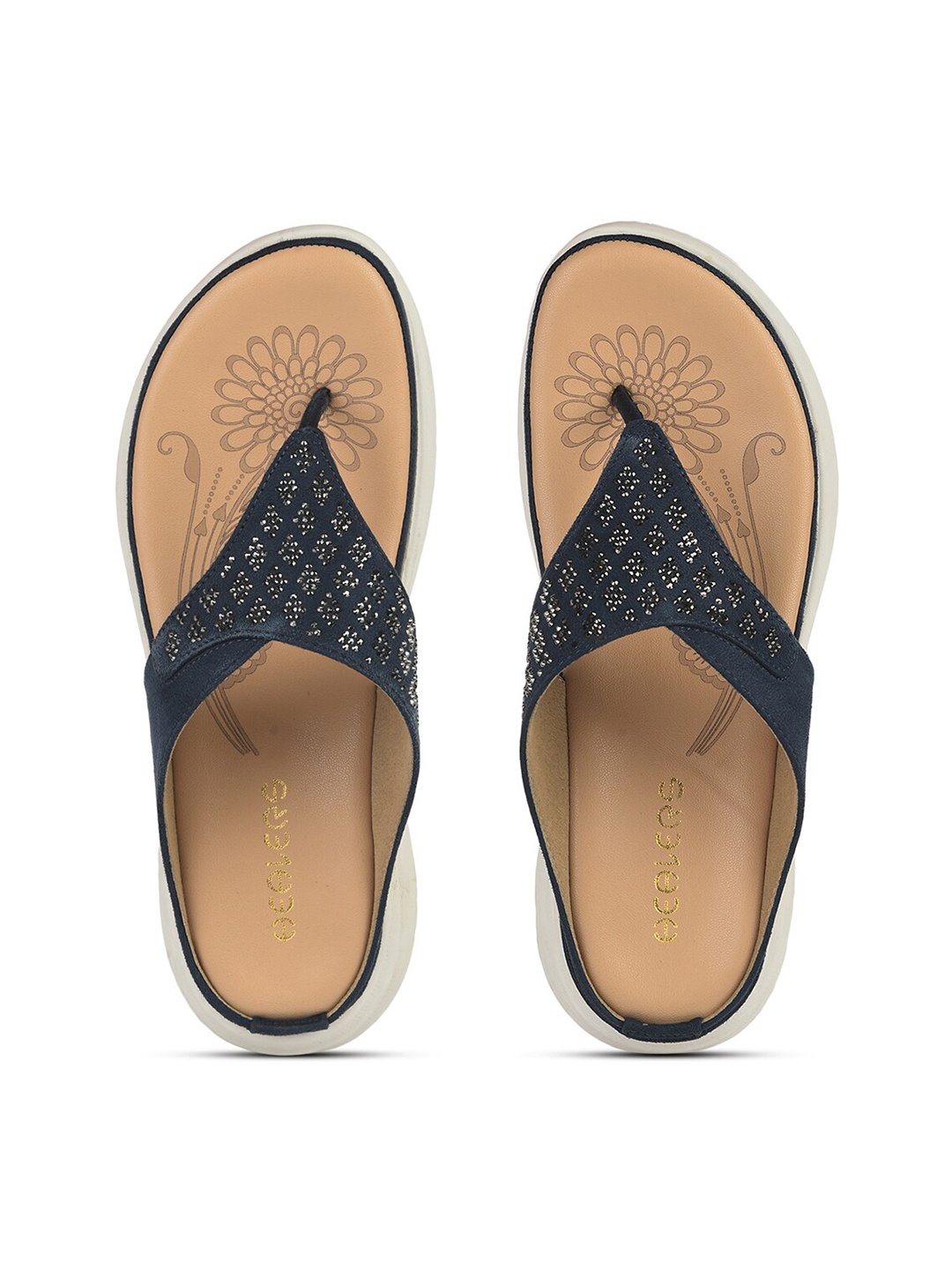 

Liberty Women Embellished Thong Flip-Flops, Navy blue