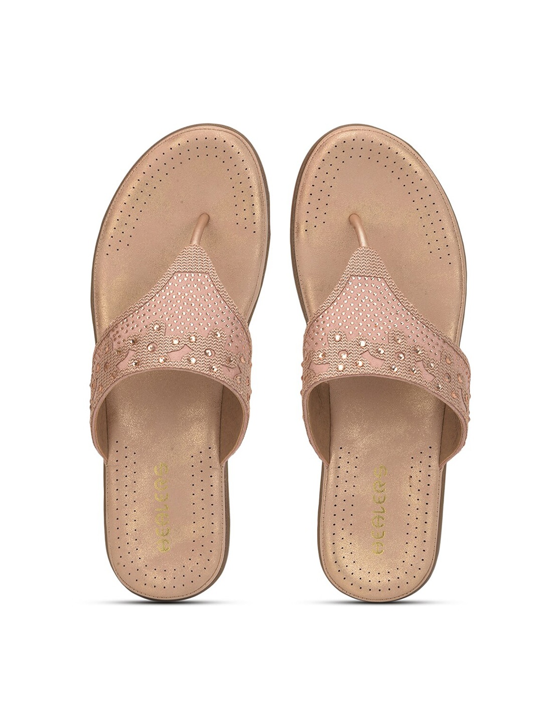 

Liberty Women Peach-Coloured Embellished Thong Flip-Flops