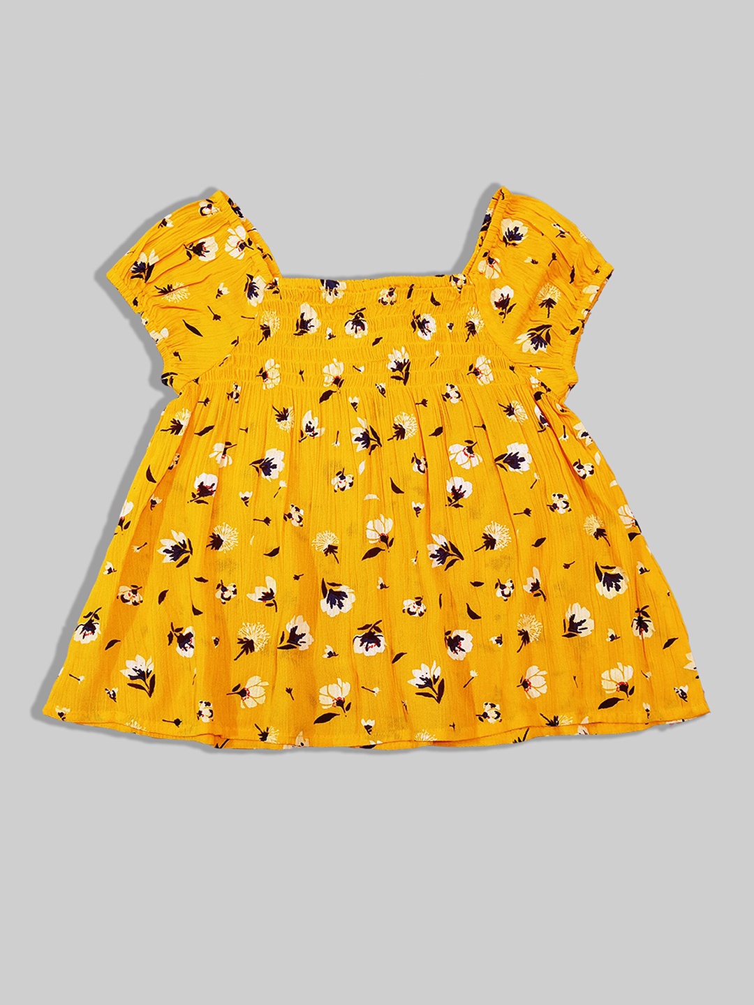

HERE&NOW Girls Yellow & White Floral Print Top