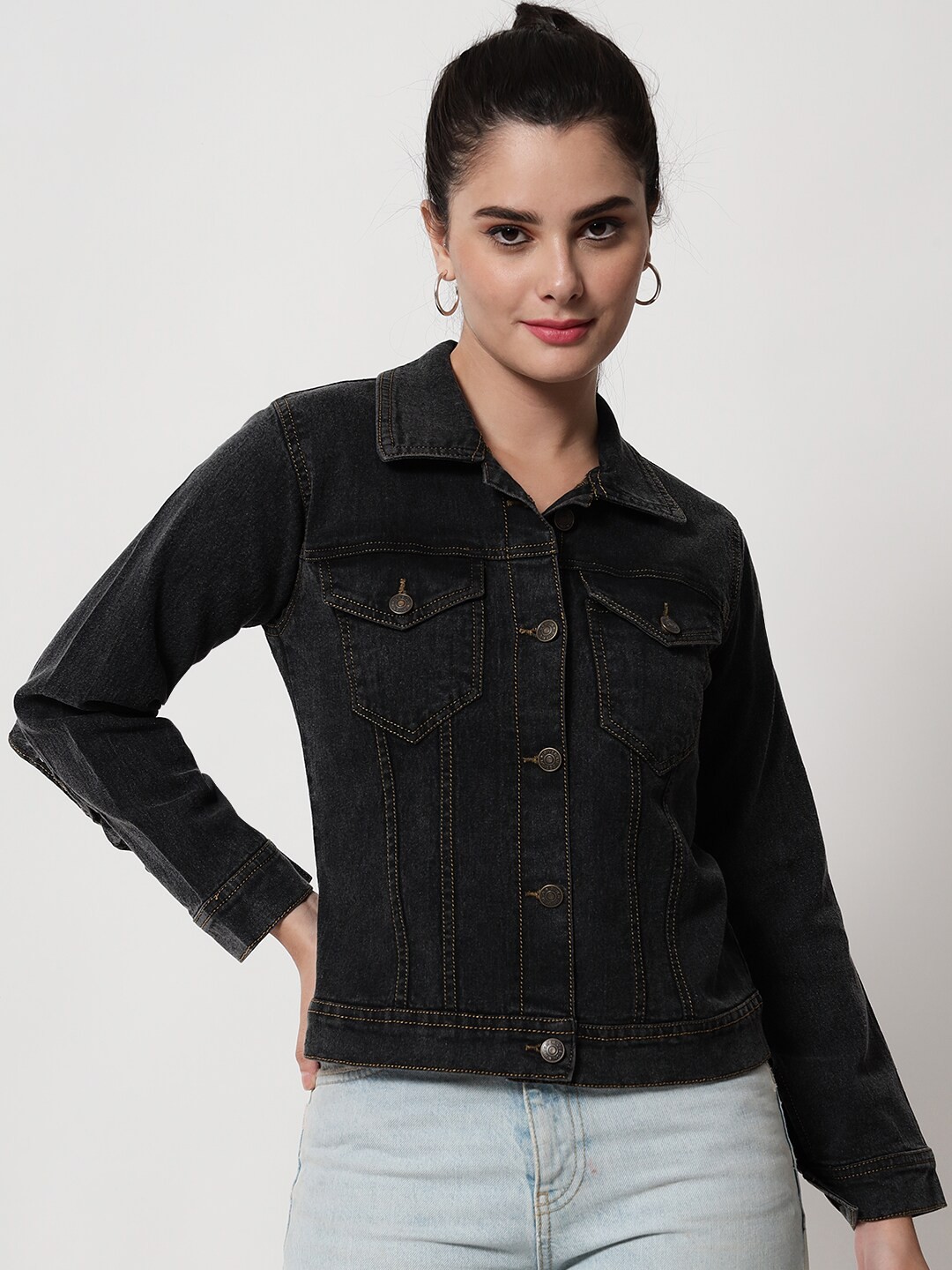 

River Of Design Jeans Women Charcoal Washed Denim Jacket