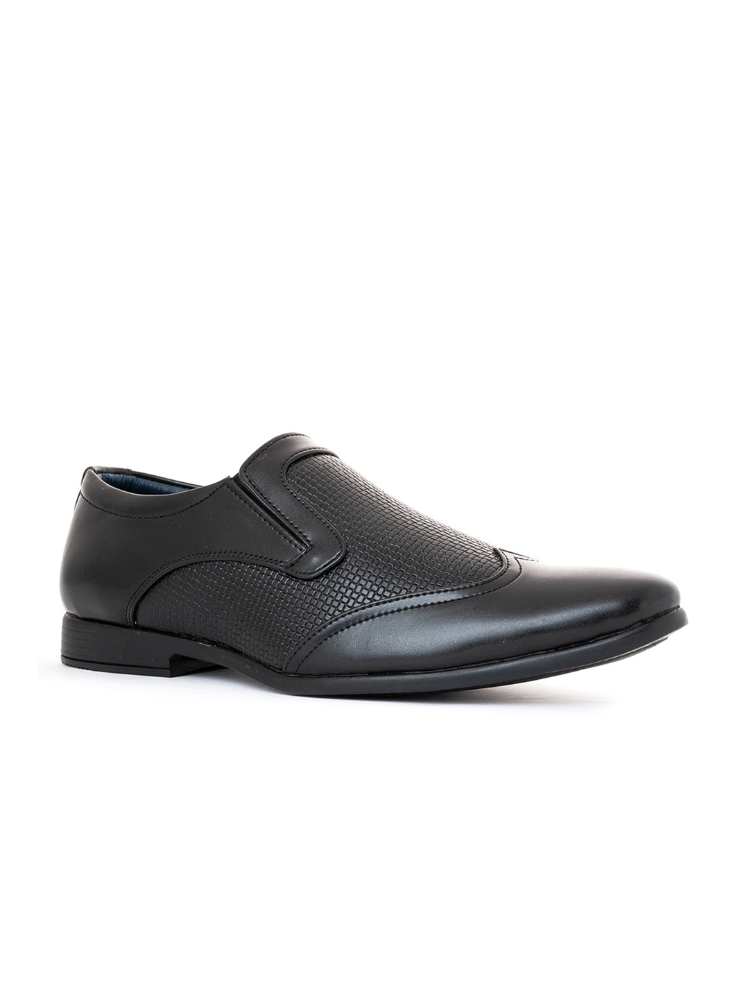 

Khadims Men Black Textured Formal Slip-On