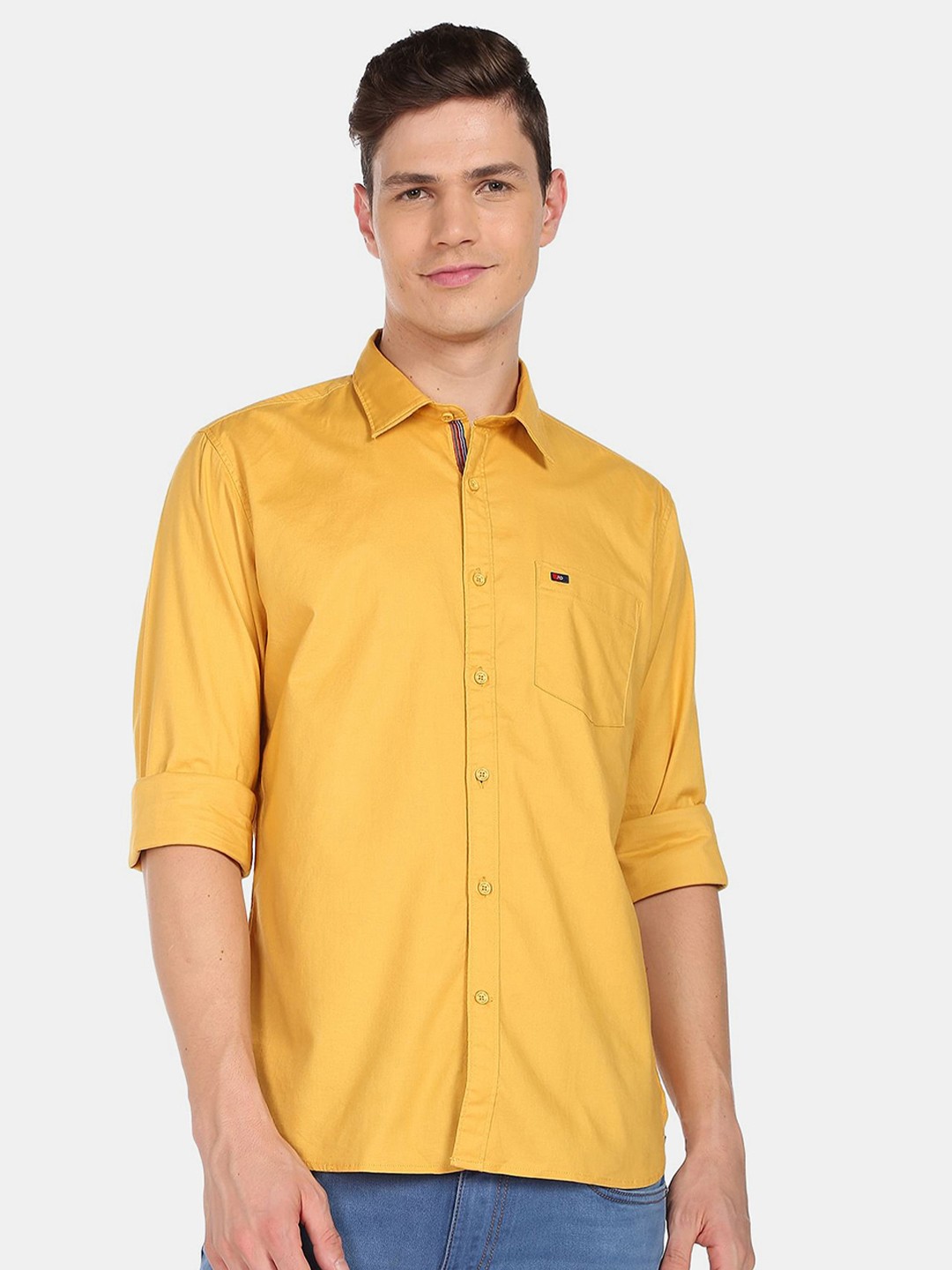 

AD By Arvind Men Yellow Pure Cotton Casual Shirt