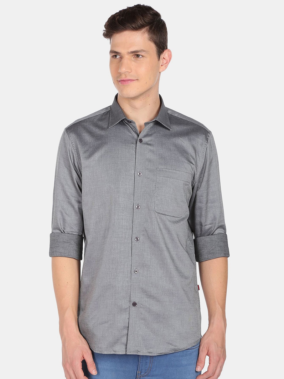 

AD By Arvind Men Grey Pure Cotton Formal Shirt