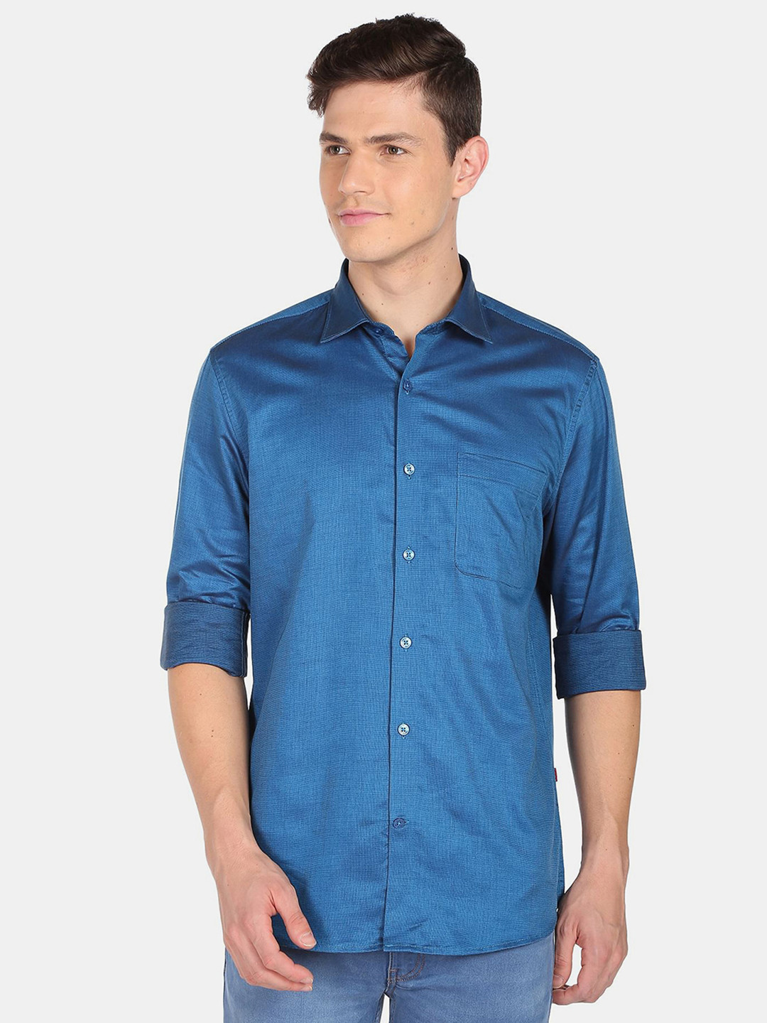 

AD By Arvind Men Blue Pure Cotton Formal Shirt
