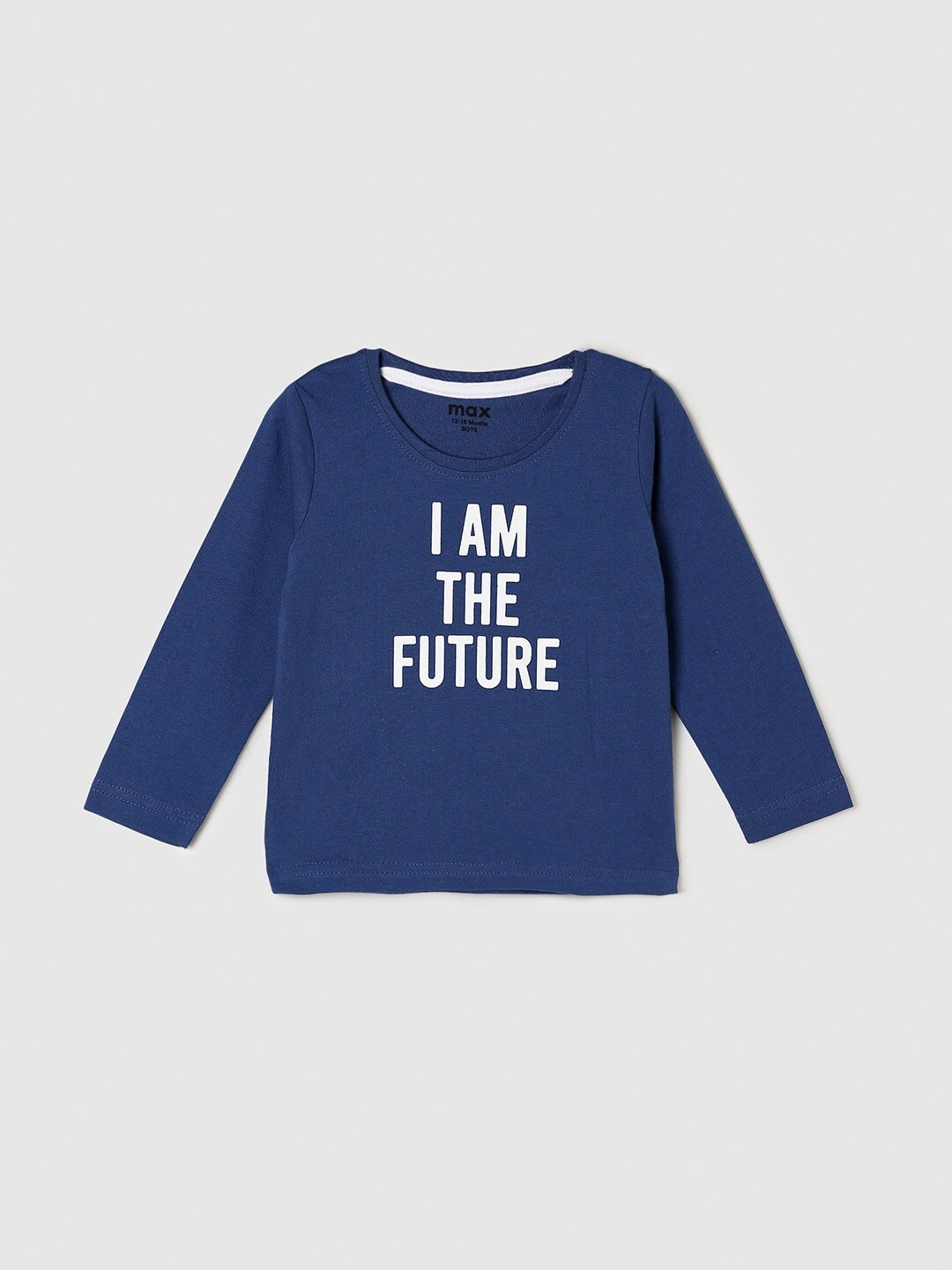 

max Boys Blue Typography Printed T-shirt