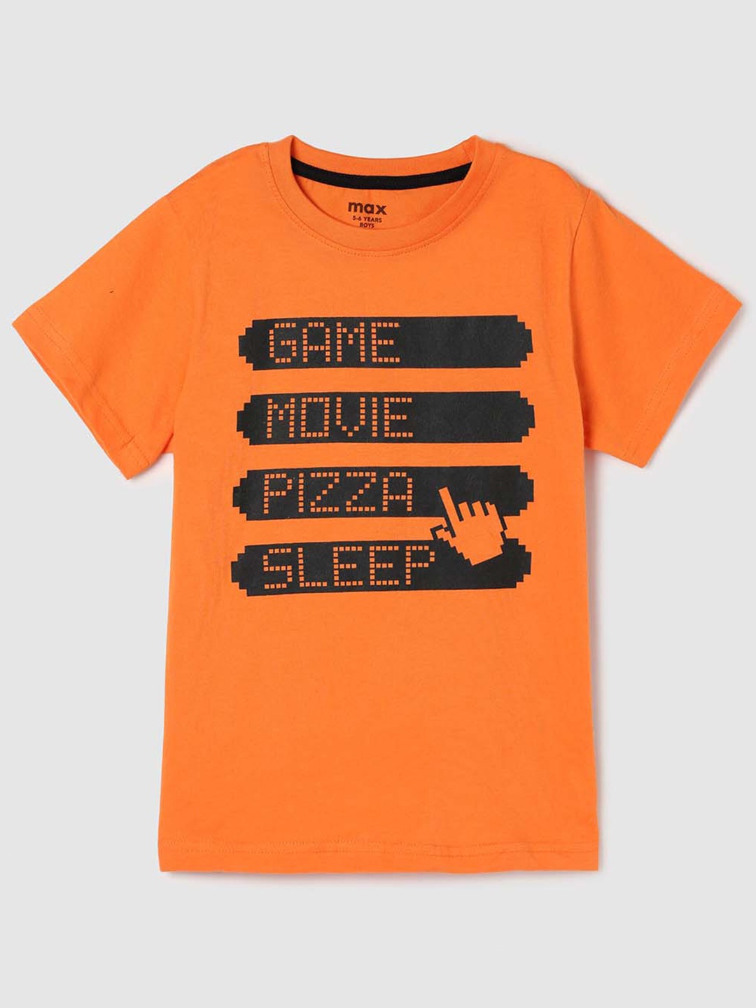 

max Boys Orange Typography Printed Pure Cotton T-shirt