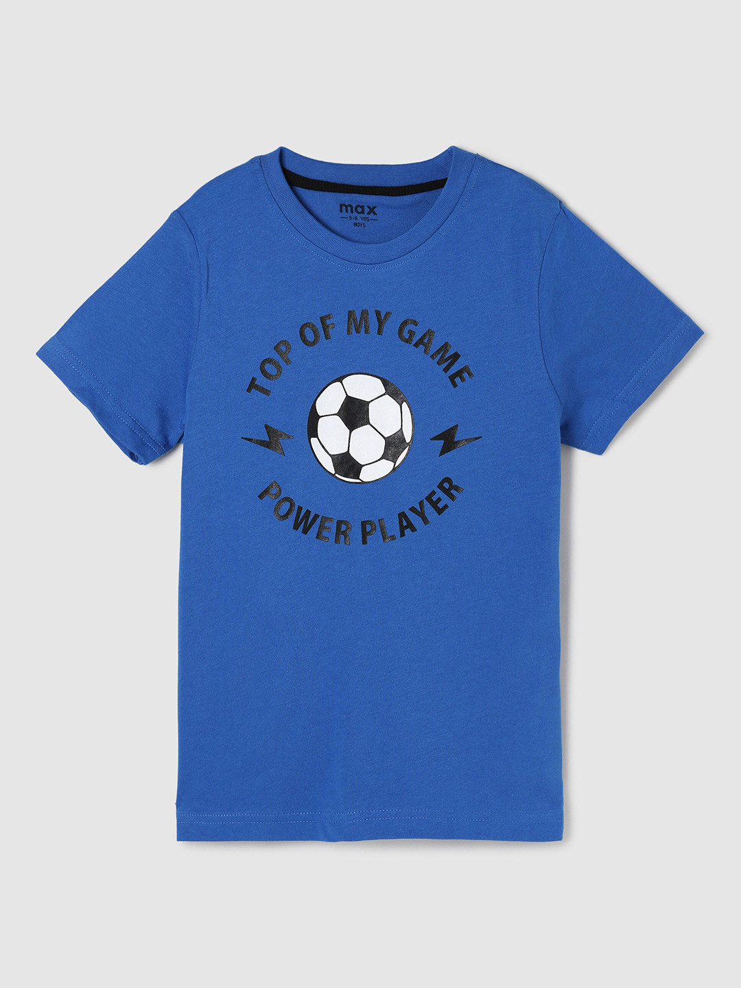 

max Boys Blue Printed Pure Cotton T-shirt