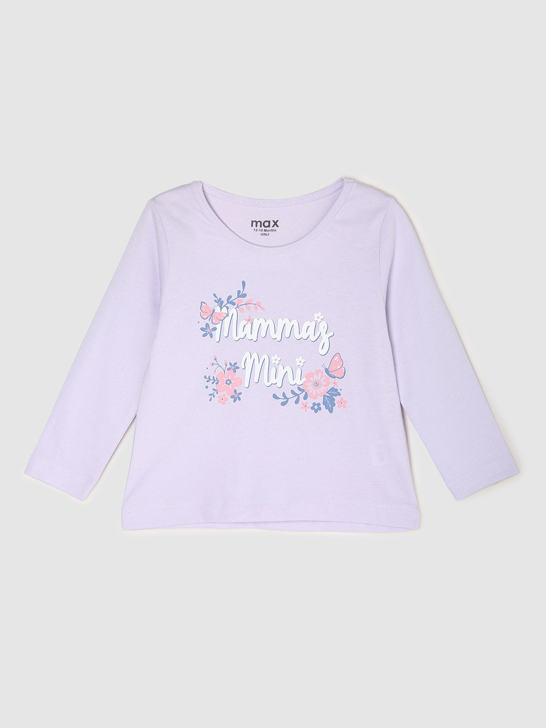 

max Girls Lavender Typography Printed Pure Cotton T-shirt
