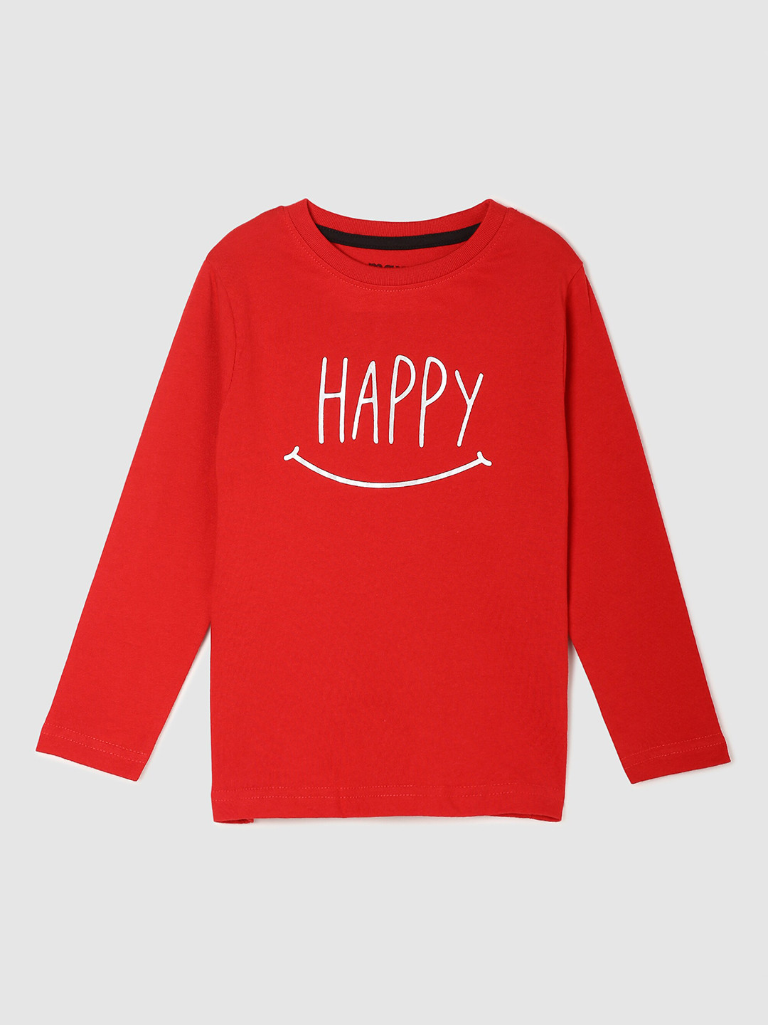 

max Boys Red Typography Pure Cotton T-shirt