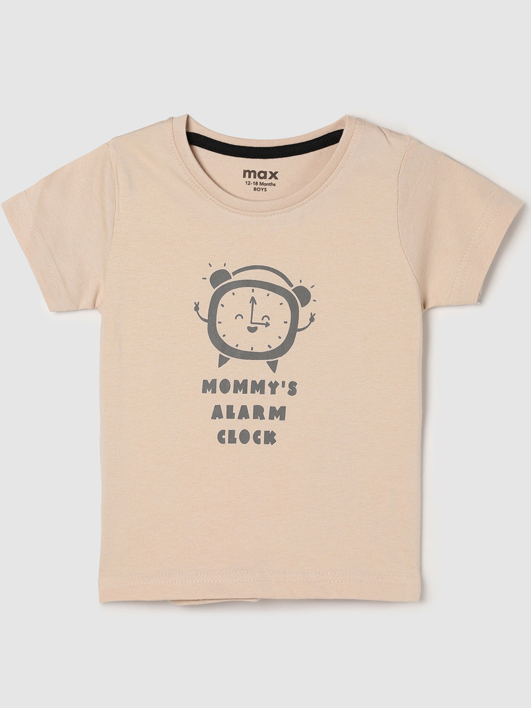 

max Boys Beige Graphic Printed T-shirt