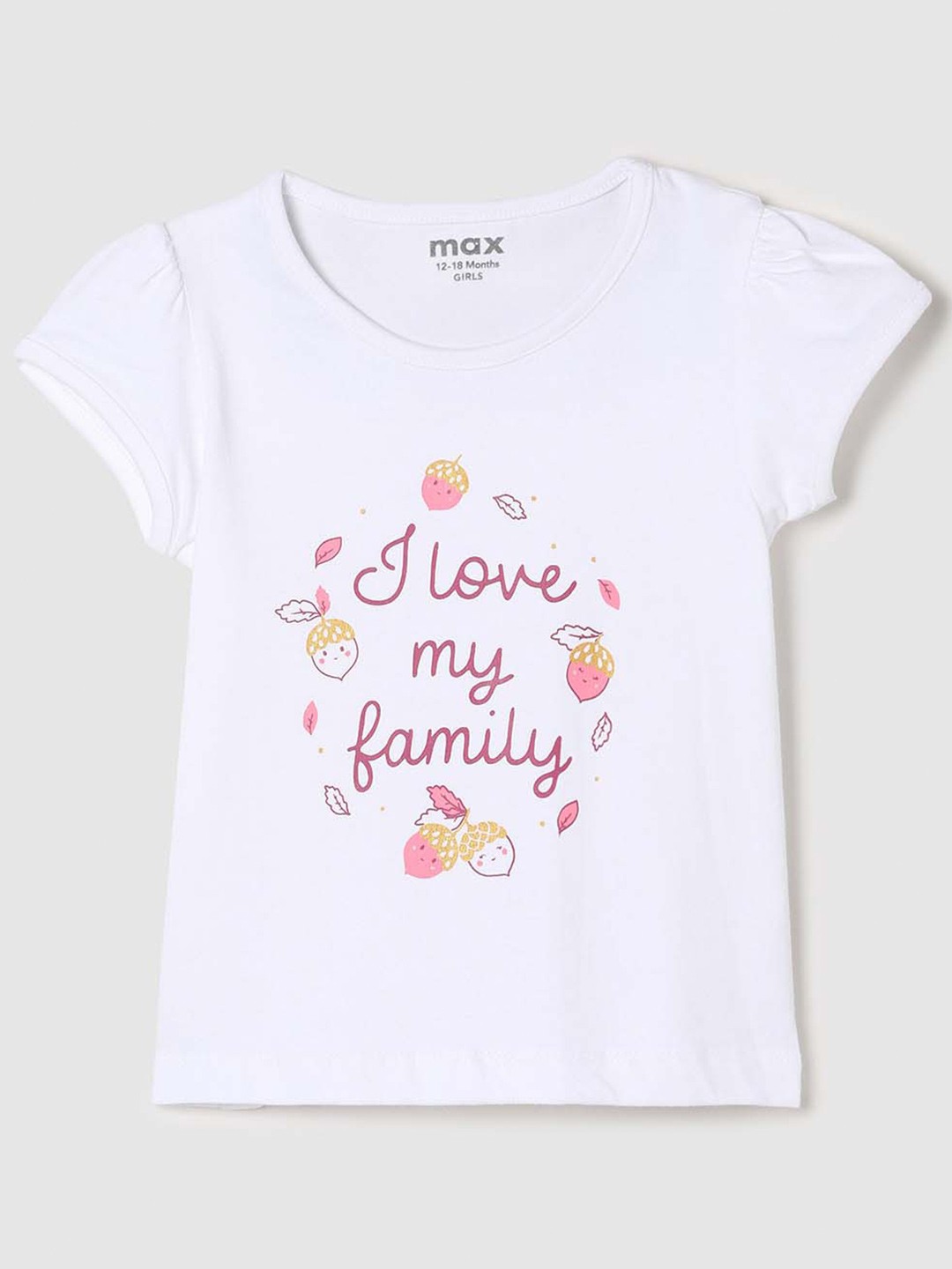 

max Girls White Typography Printed Pure Cotton T-shirt