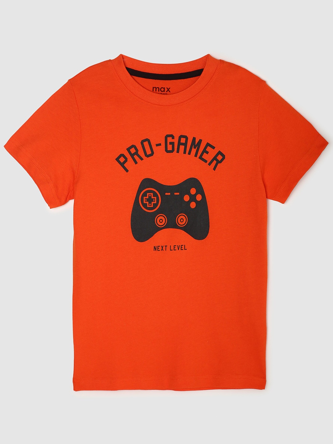 

max Boys Orange Printed Pure Cotton T-shirt
