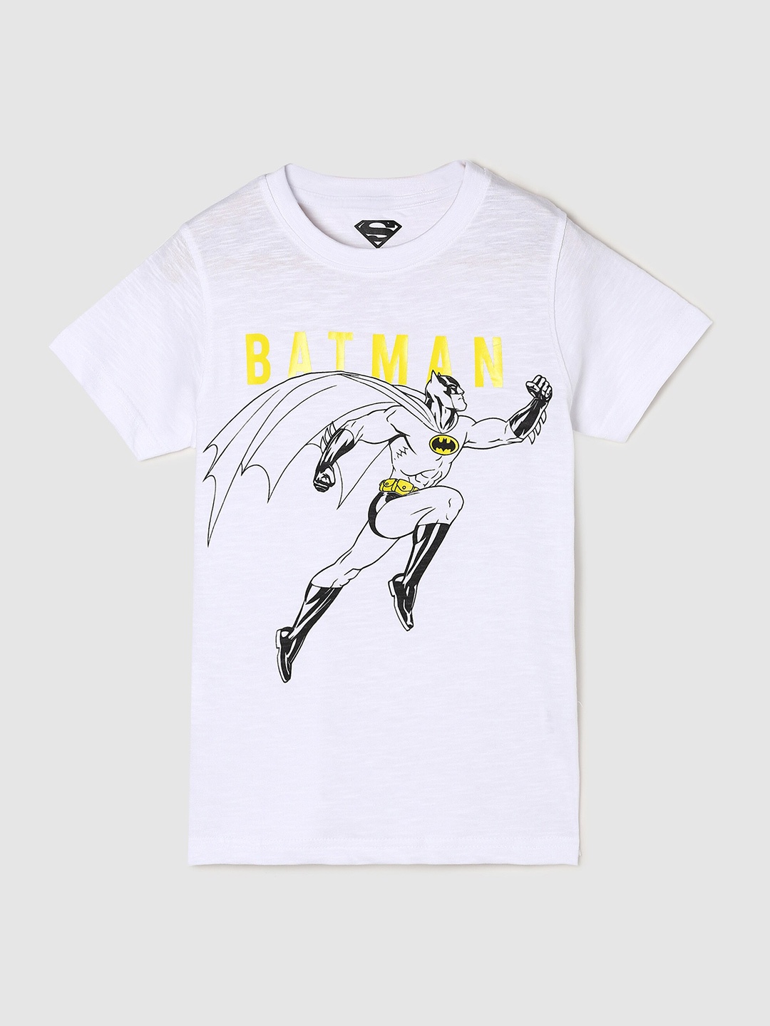 

max Boys White Batman Printed Pure Cotton T-shirt
