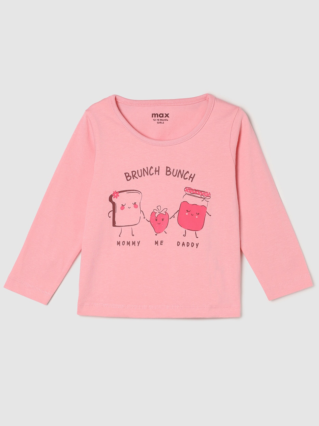 

max Girls Pink Printed Pure Cotton T-shirt