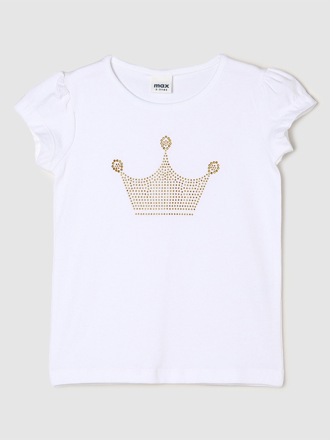 

max Girls Cream-Coloured Printed T-shirt