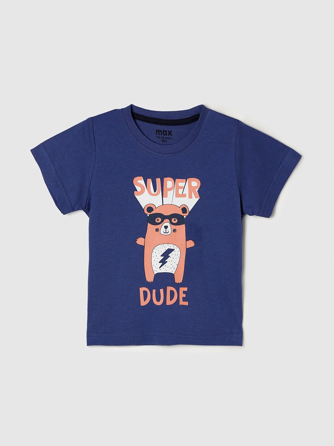 

max Boys Blue Graphic Printed T-shirt