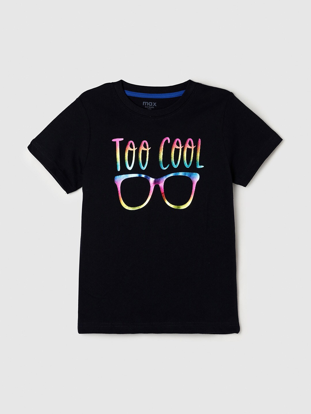 

max Boys Blue Typography Printed Pure Cotton T-shirt