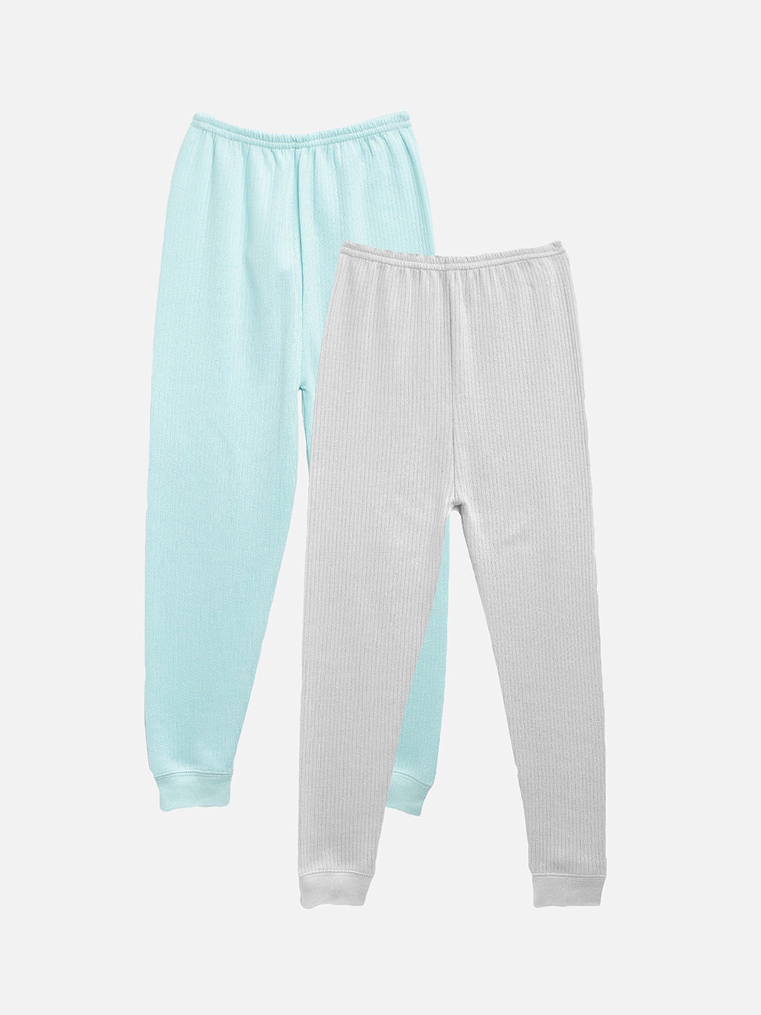

Kanvin Boys Pack Of 2 Turquoise Blue & Grey Solid Thermal Bottoms
