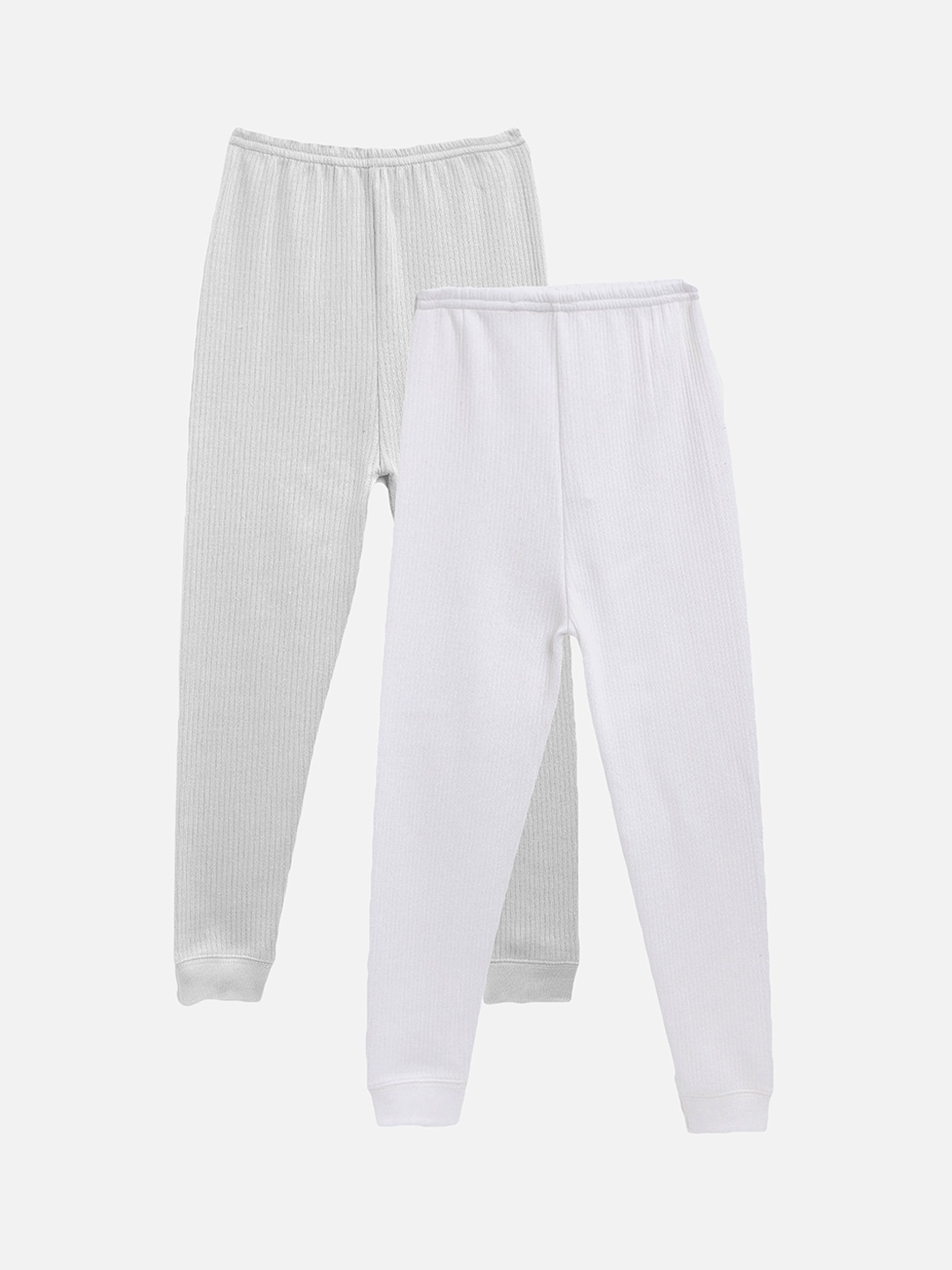 

Kanvin Boys Pack Of 2 Grey & White Solid Thermal Bottoms