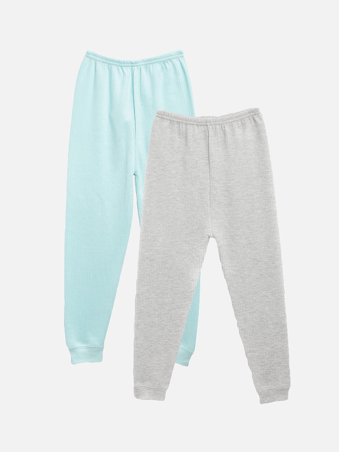 

Kanvin Boys Pack Of 2 Turquoise Blue & Grey Solid Thermal Bottoms