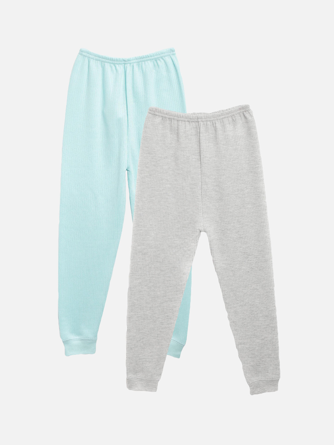 

Kanvin Boys Pack Of 2 Turquoise Blue & Grey Solid Thermal Bottoms