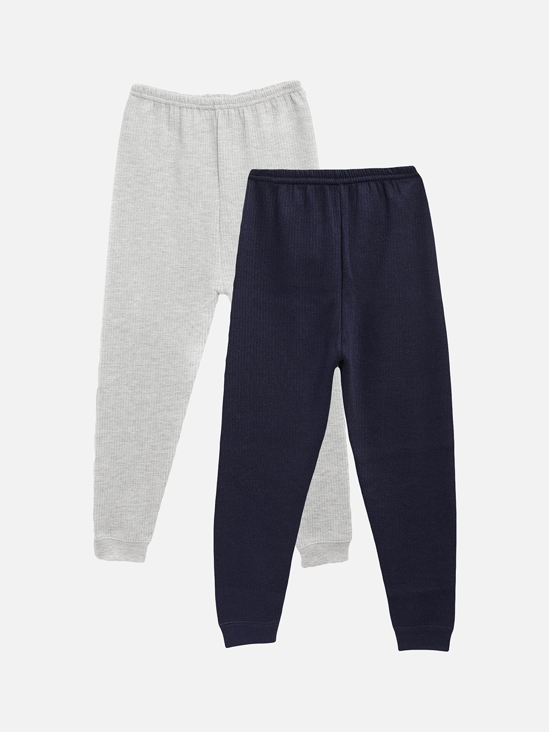 

Kanvin Boys Pack Of 2 Grey & Navy Blue Solid Thermal Bottoms