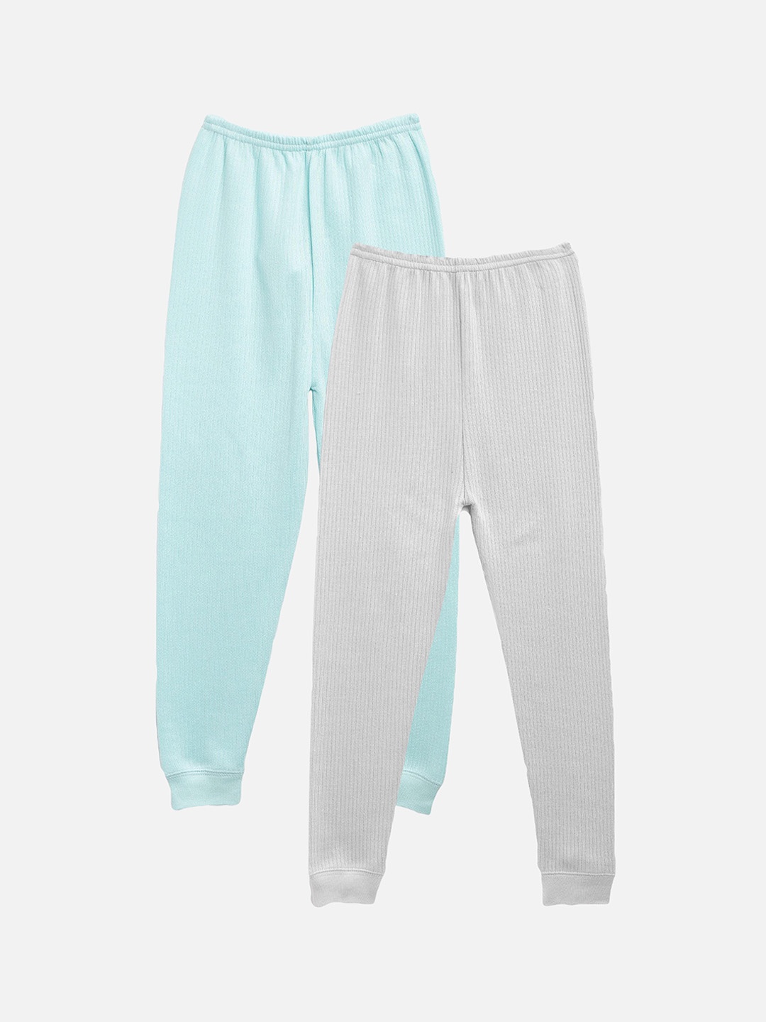 

Kanvin Boys Pack Of 2 Turquoise Blue & Grey Solid Thermal Bottoms