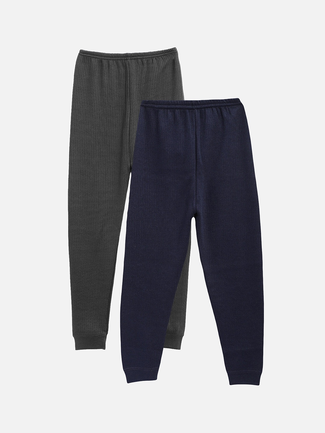 

Kanvin Boys Pack Of 2 Grey & Black Solid Thermal Bottoms, Charcoal
