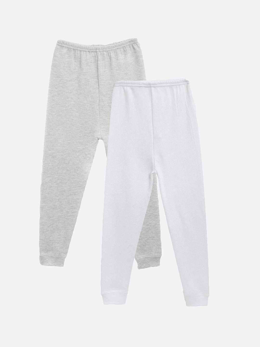 

Kanvin Boys Pack Of 2 Grey & White Solid Thermal Bottoms