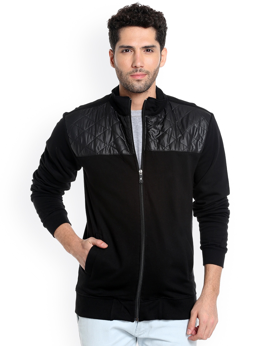 

Campus Sutra Men Black Solid Bomber Jacket