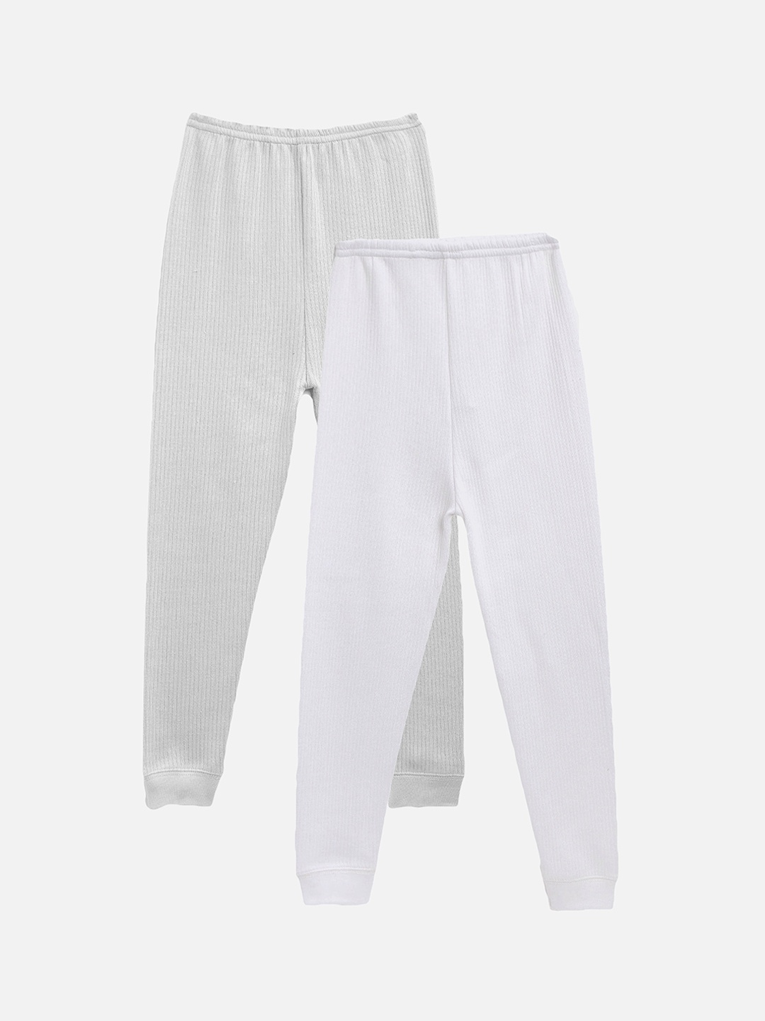 

Kanvin Boys Pack Of 2 Grey & White Solid Thermal Bottoms