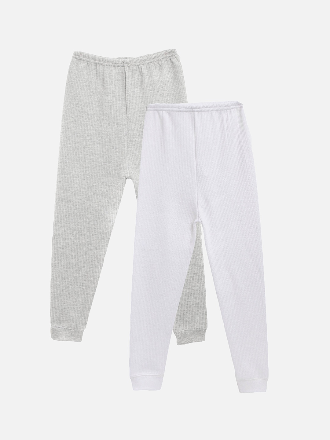 

Kanvin Boys Pack Of 2 Grey & White Solid Thermal Bottoms