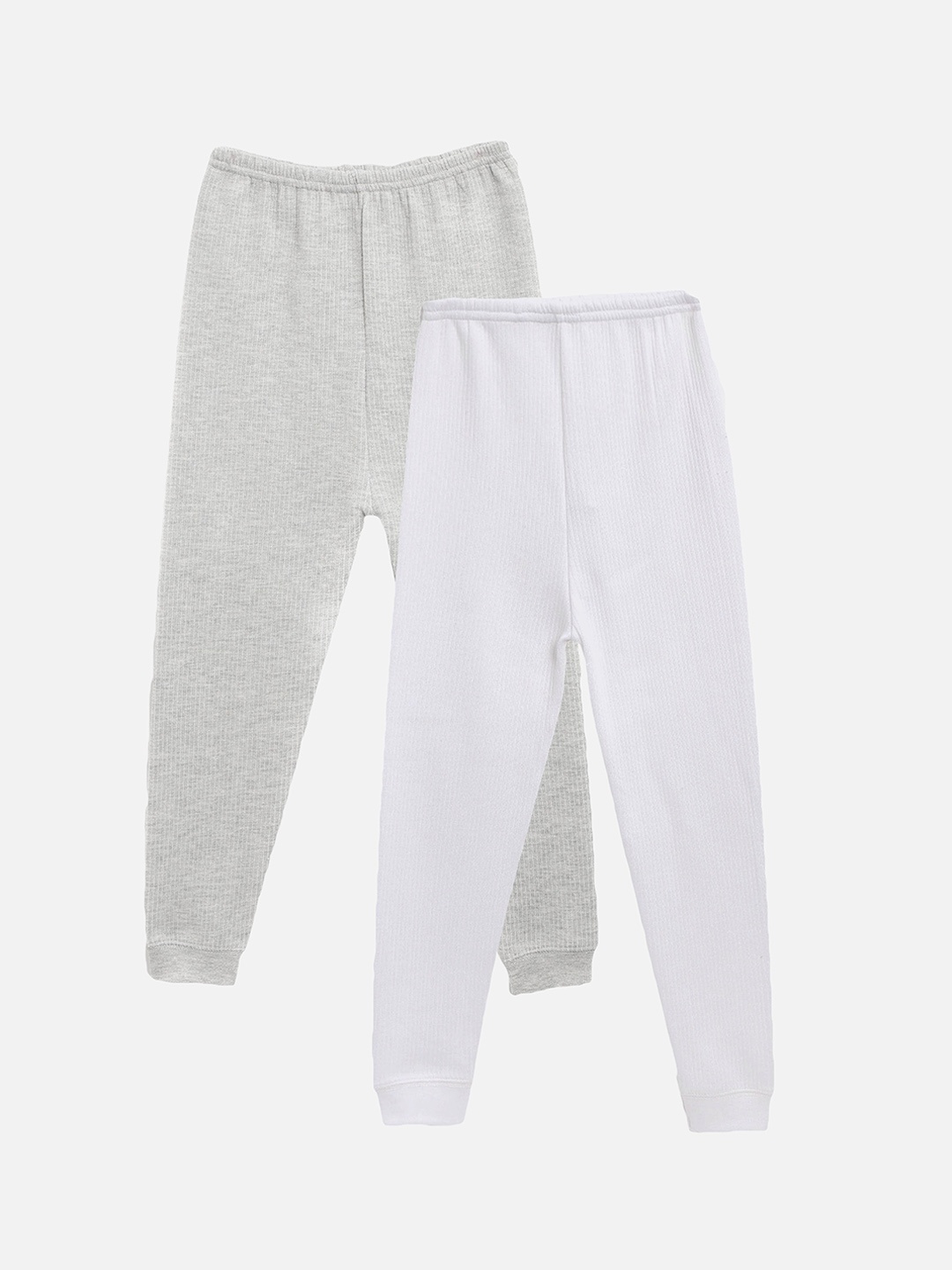 

Kanvin Boys Pack Of 2 White and Grey Melange Thermal Bottoms