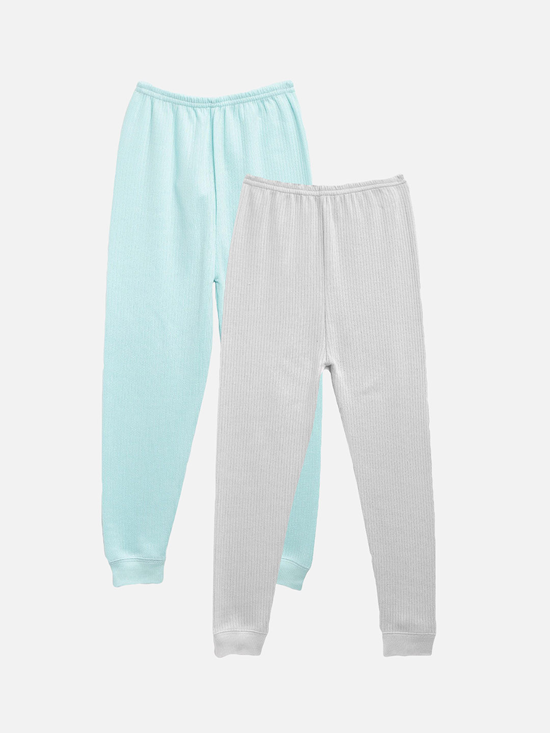 

Kanvin Boys Pack Of 2 Turquoise Blue & Grey Solid Thermal Bottoms