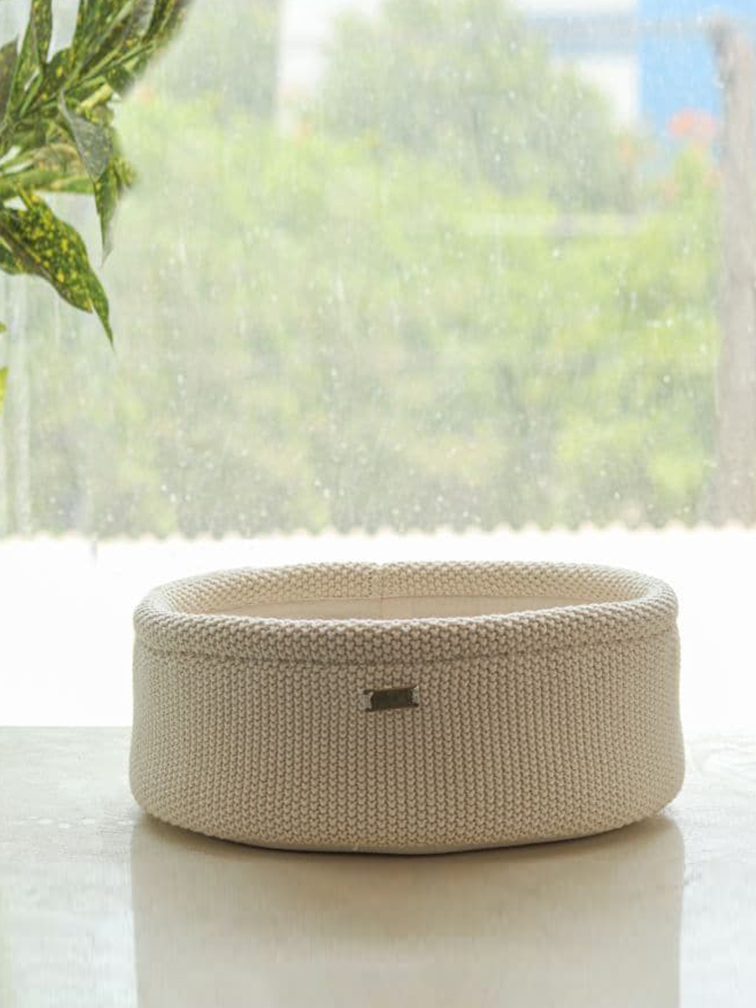 

Pluchi Off-White Self Design Storage Basket