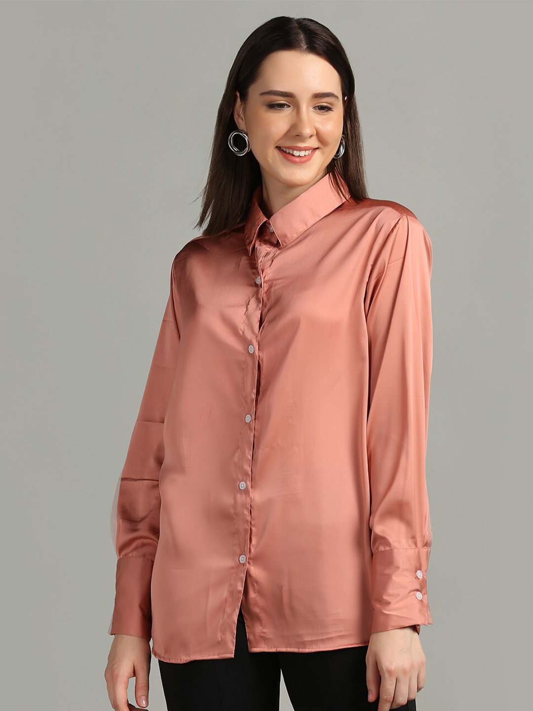 

SAKIA Women Nude-Coloured Solid Casual Shirt