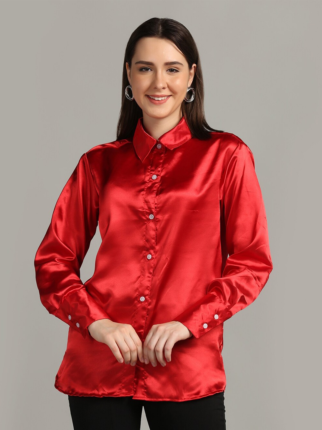 

SAKIA Women Red Solid Casual Shirt