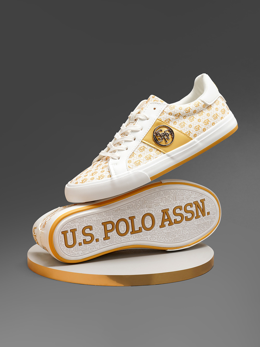 

U S Polo Assn Women Off White Printed Sneakers