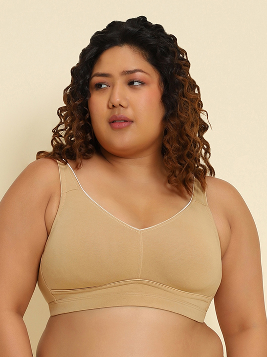 

Van Heusen Women Candied Ginger Solid Plus Size Wireless Minimizer Bra, Beige