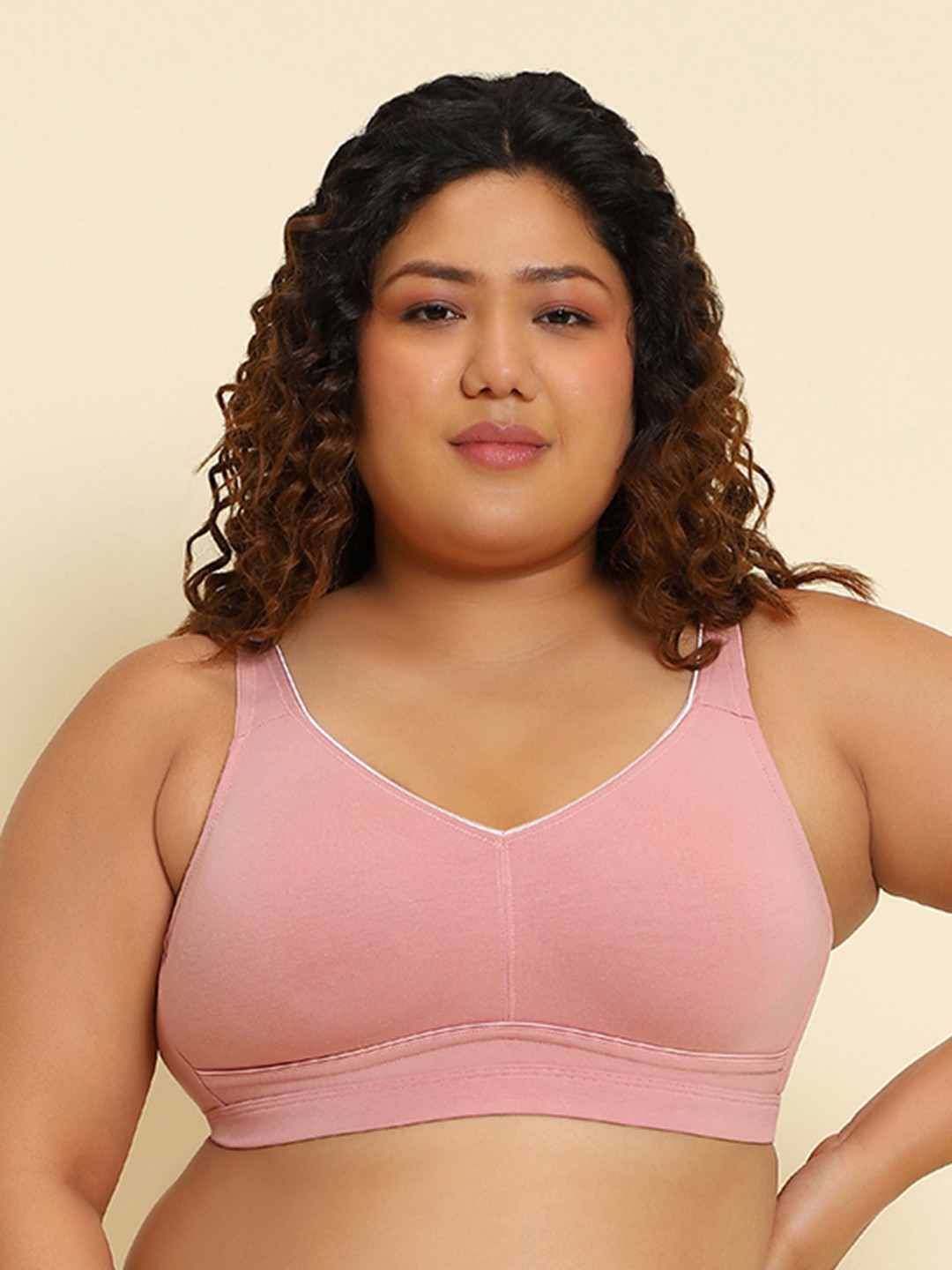 

Van Heusen Women Old Rose Solid Plus Size Wireless Minimizer Bra, Pink