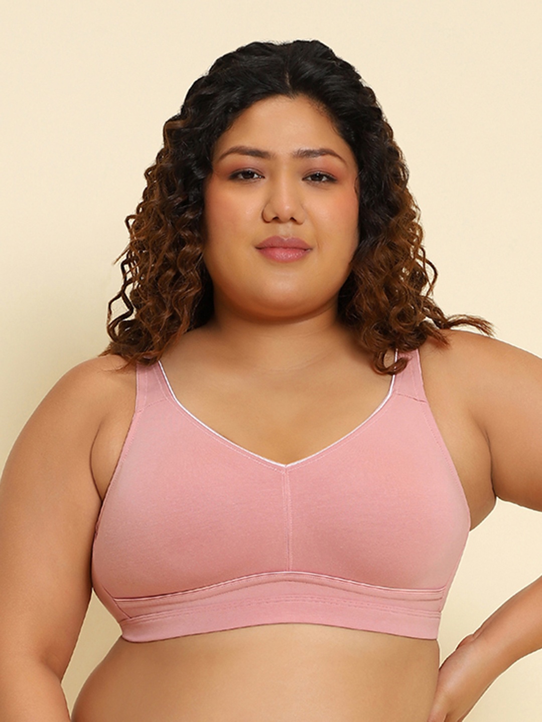 

Van Heusen Women Old Rose Solid Plus Size Wireless Minimizer Bra, Pink