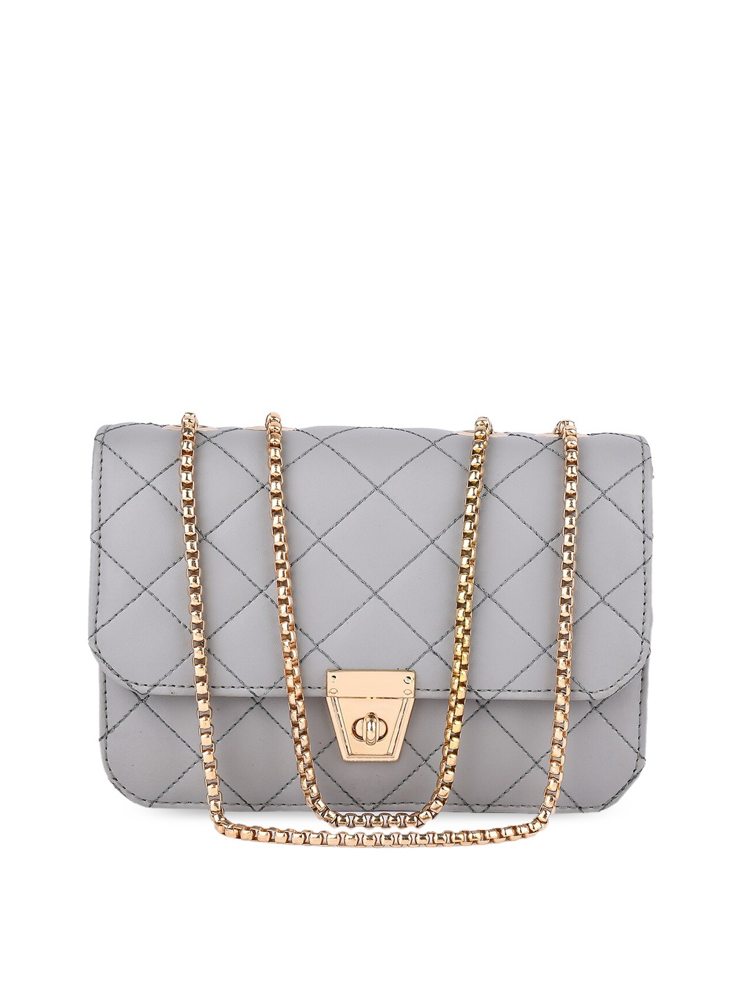 

SHINING STAR Women Grey PU Swagger Sling Bag with Quilted