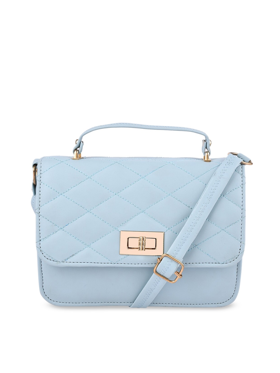 

SHINING STAR Women's Blue PU Bucket Satchel with Quilted