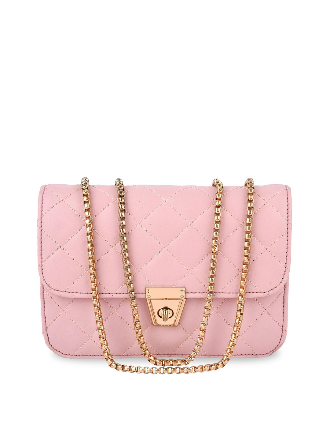 

SHINING STAR Peach-Coloured Textured PU Structured Sling Bag
