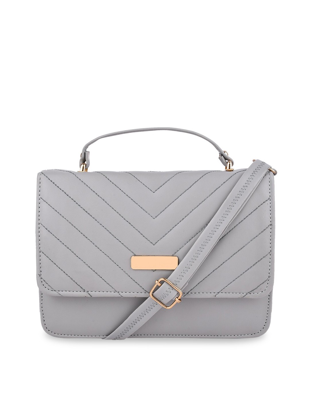 

SHINING STAR Women Grey PU Structured Sling Bag