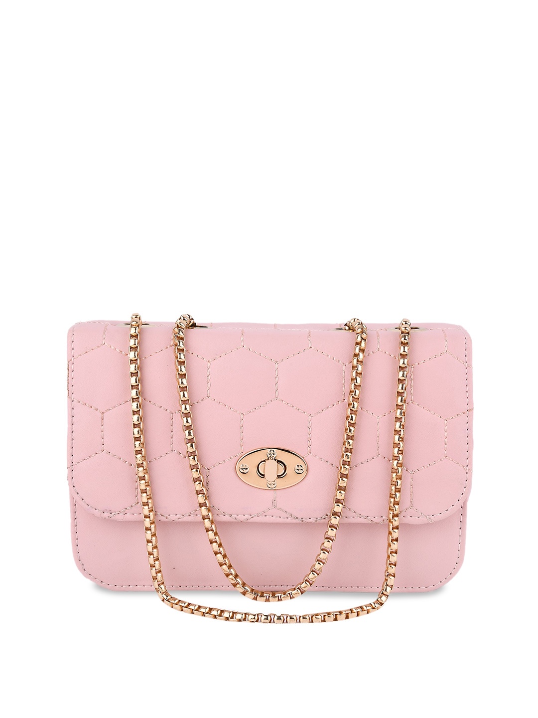 

SHINING STAR Peach-Coloured PU Structured Sling Bag